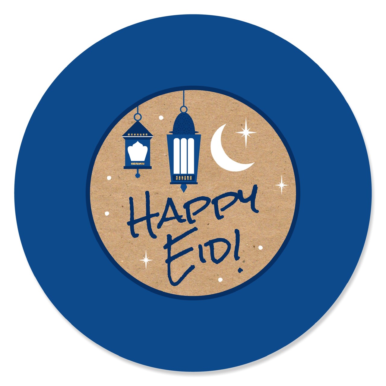 Big Dot of Happiness Ramadan - Eid Mubarak Circle Sticker Labels - 24 Count - Happy Eid